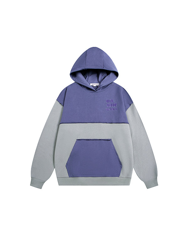 Purple color block hoodie sale